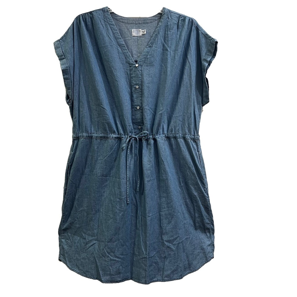 TIME AND TRU~Shift Dress cuffed Short sleeve Women's Size XXL(20) cotton Pockets